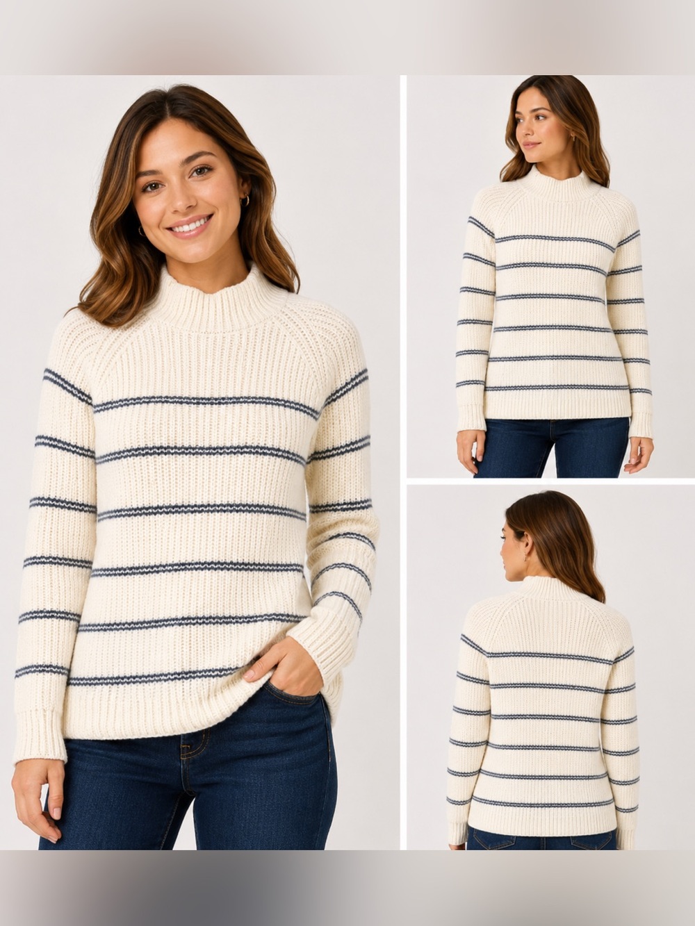 Maurices Micro Striped Mock Neck Sweater Size X-Small